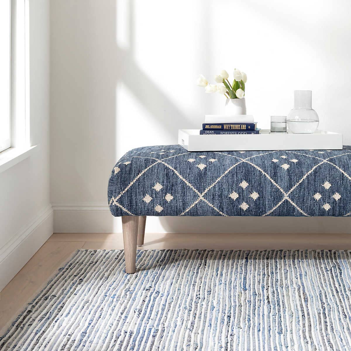 Denim Rag Ribbed Woven Cotton Rug Rugs
