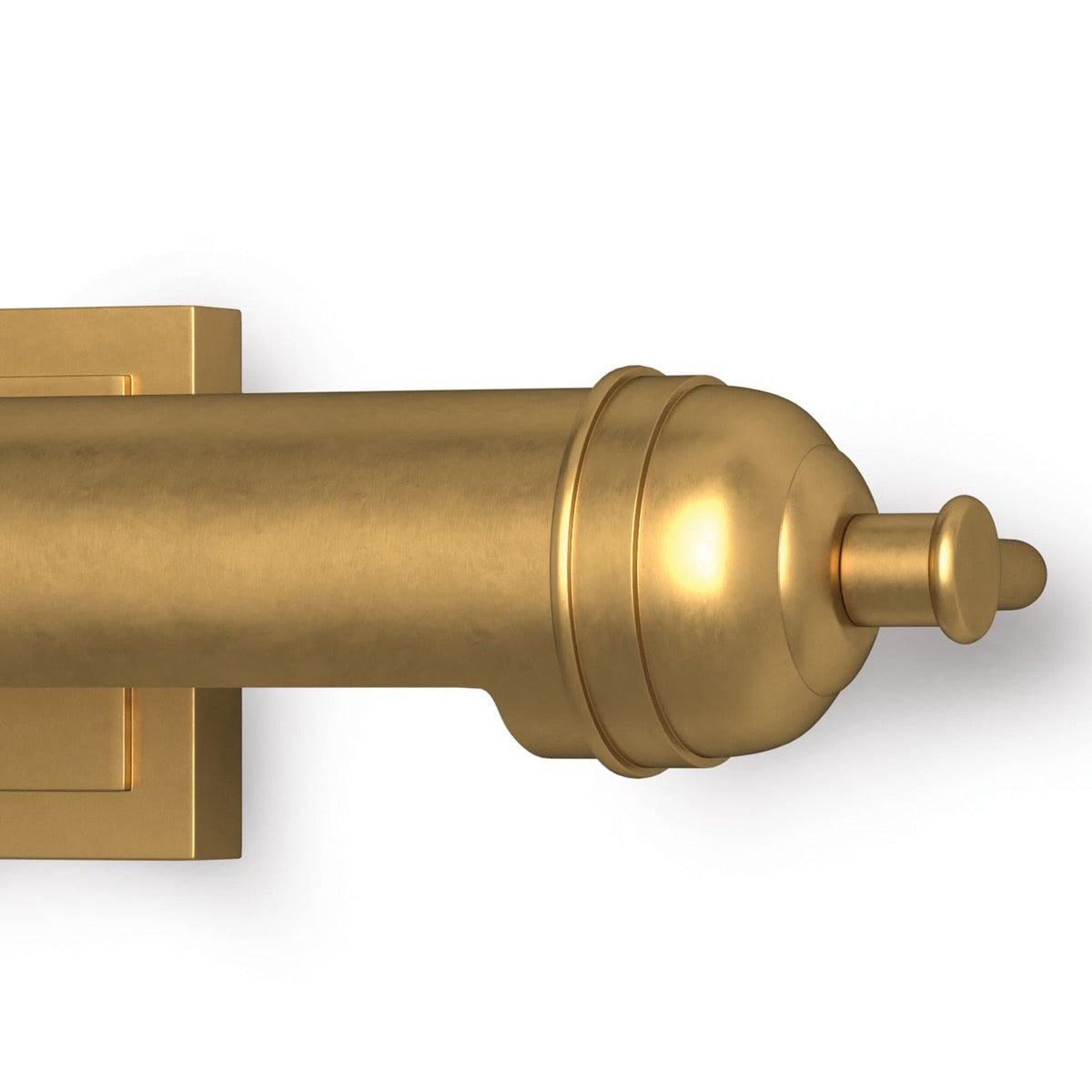 Devon Picture Light - Large Natural Brass right side. Detail view.