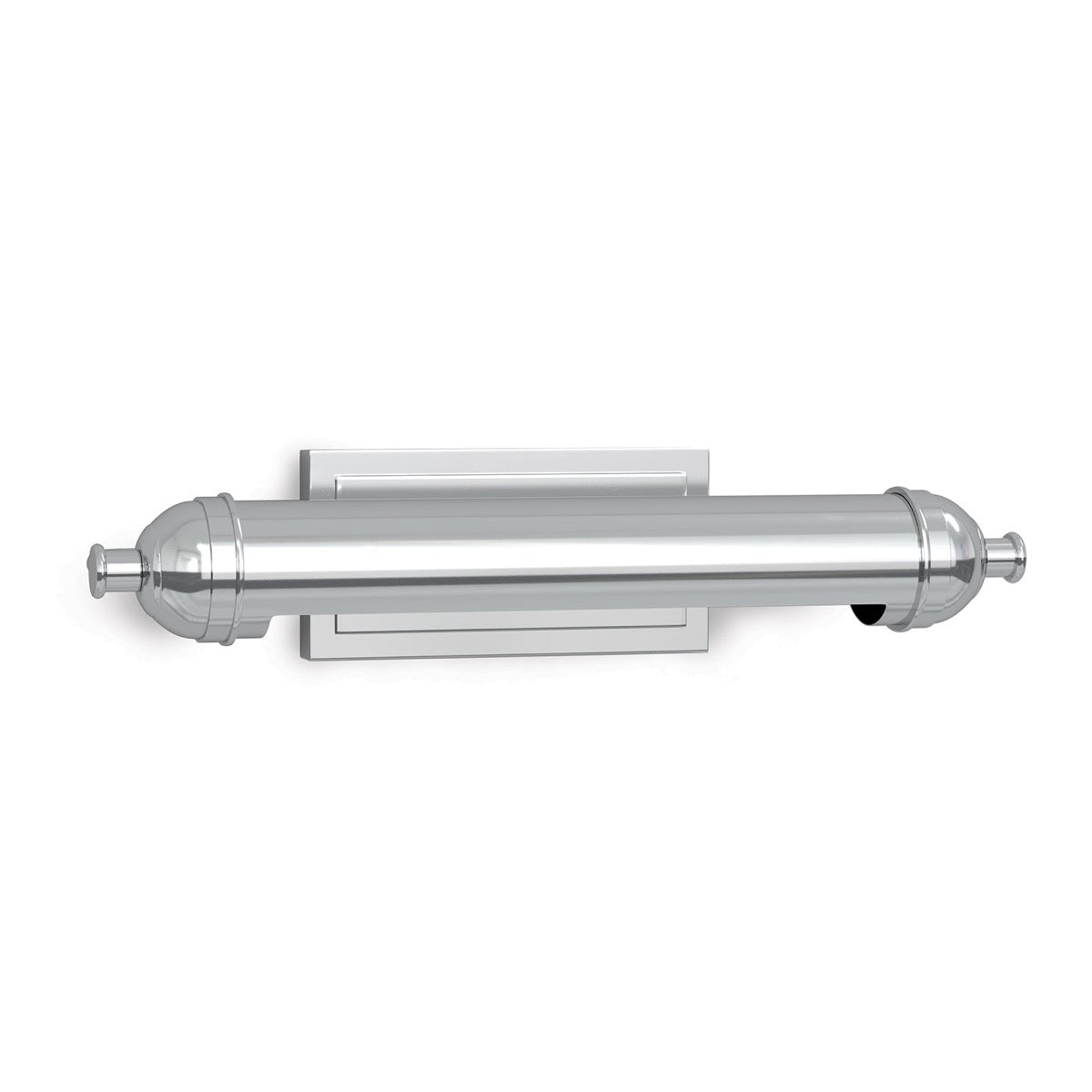 Devon Picture Light - Small Polished Nickel. Right angle view.