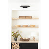 Devon Picture Light - Small Oil Rubbed Bronze styled over open shelving with decor and black cupboards. Styled view.