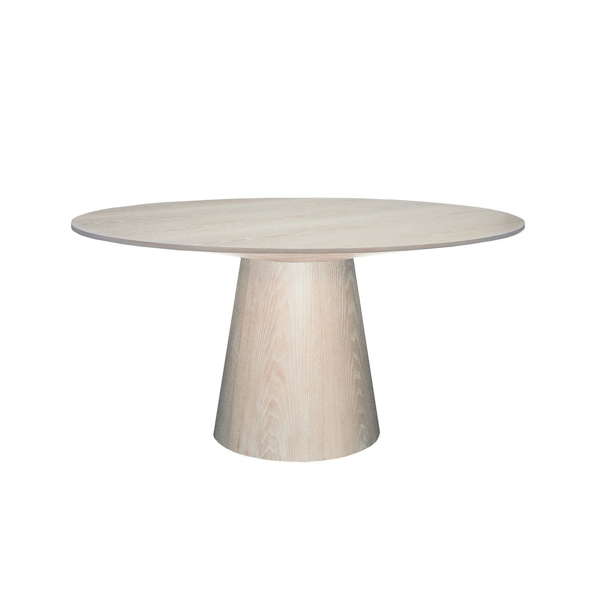 Duke Dining Table Cerused Oak. Front view.
