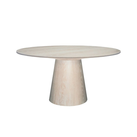 Duke Dining Table Cerused Oak. Front view.
