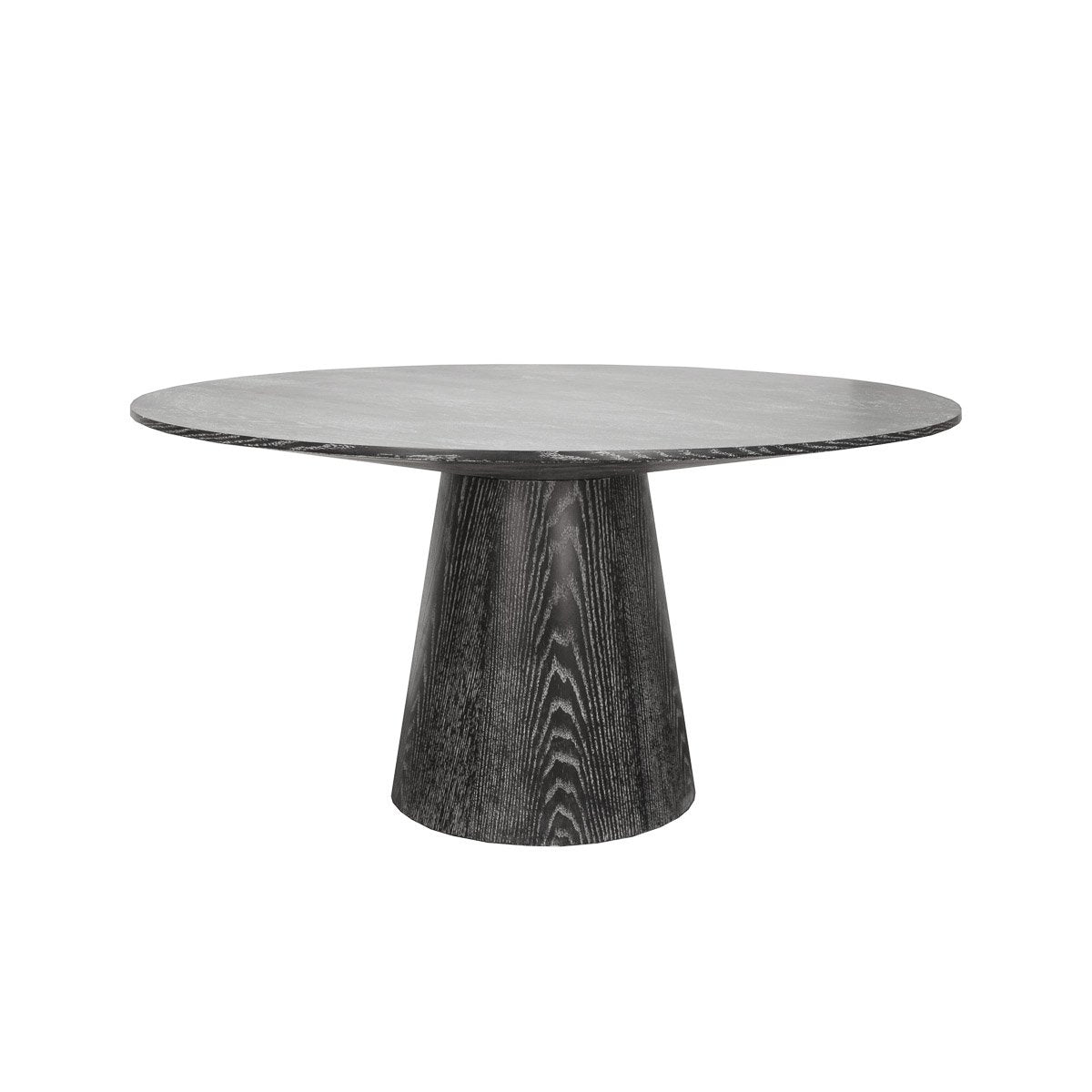 Duke Dining Table Black Cerused Oak. Front view.
