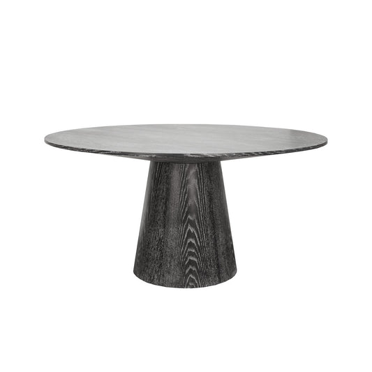 Duke Dining Table Black Cerused Oak. Front view.