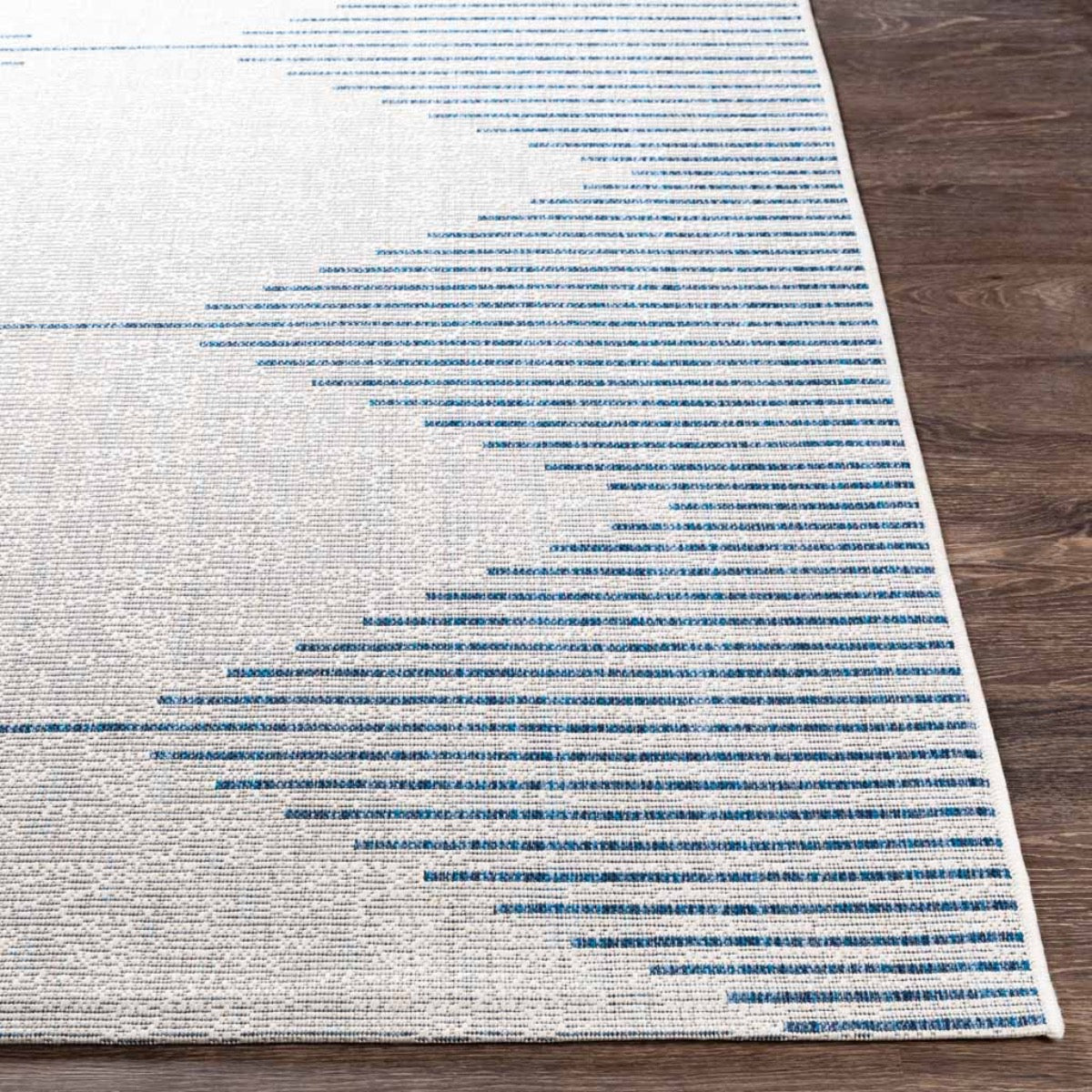Egan Outdoor Rug corner detail. Detail view.