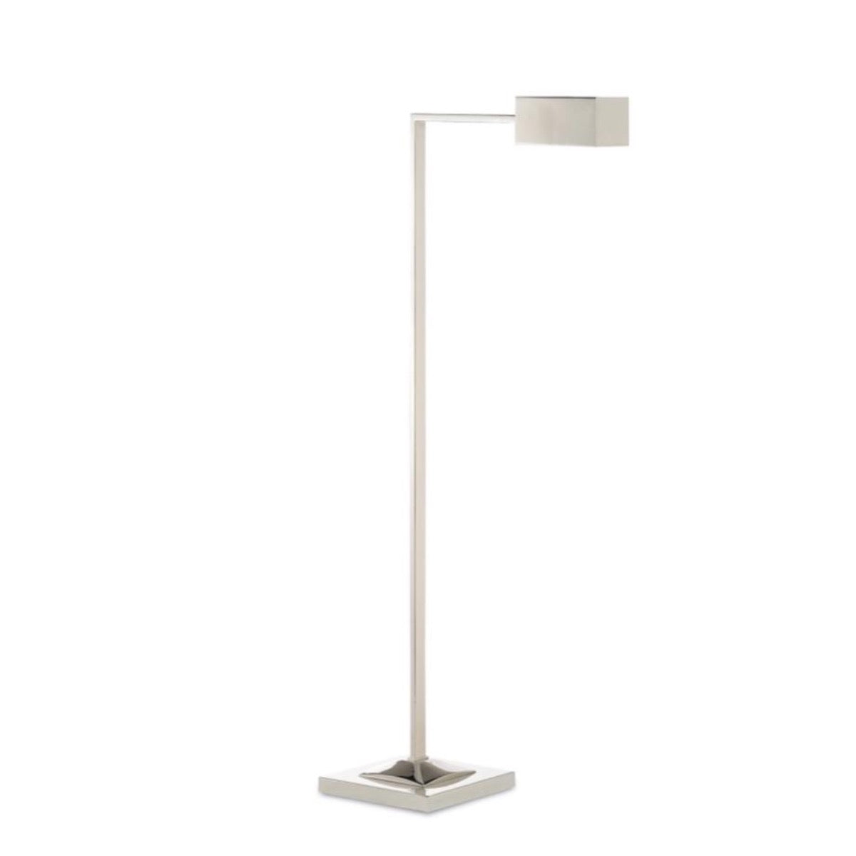 Elle Polished Nickel Floor Lamp. Left angle view.