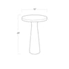 Erin Table with dimensions. Dimension view.