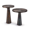 Erin Tables Blackened Zinc. Front view.