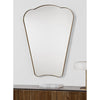 Estelle Mirror styled over a wood console table. Styled view.