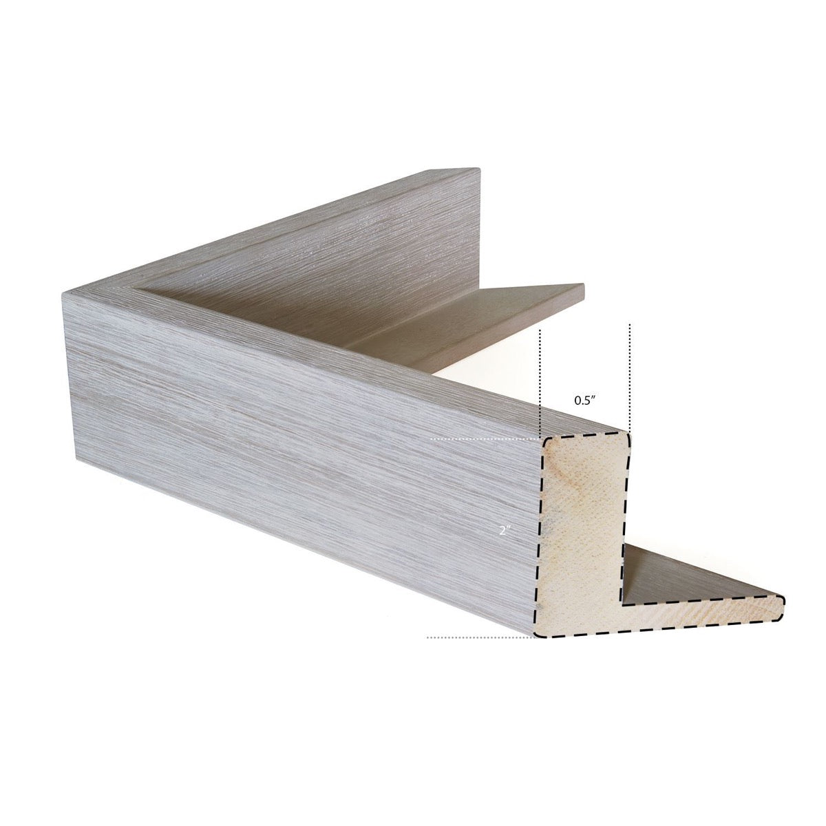 Silver frame. 0.5" wide and 2" thick.