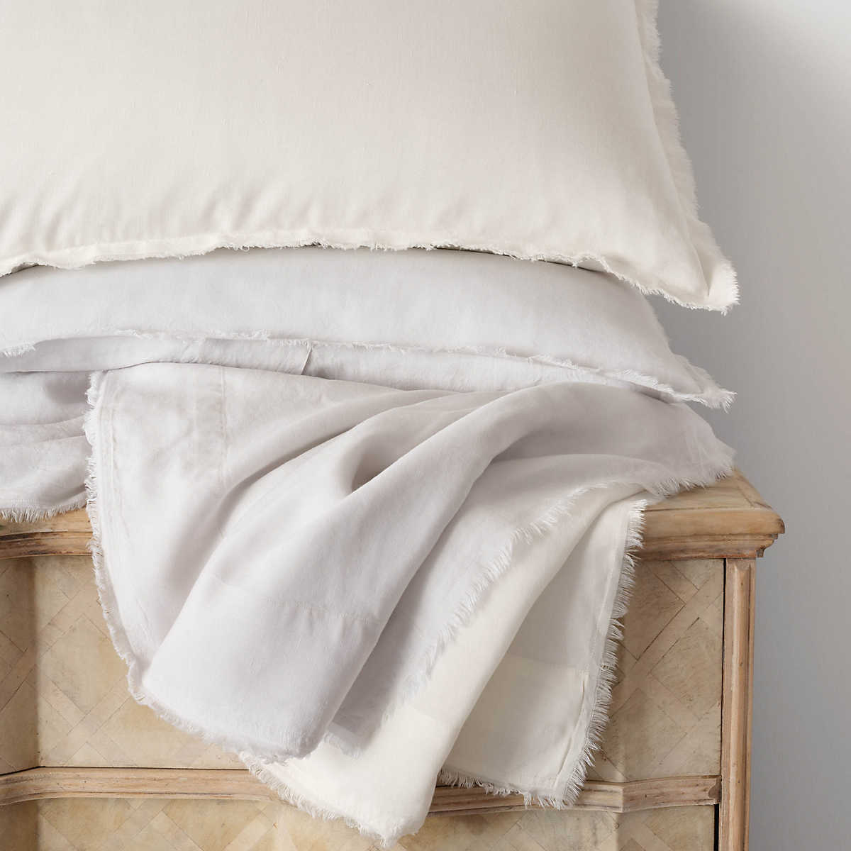 Faye Linen Dove White Duvet Cover Bedding 