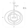 Sail Chandelier with dimensions. Dimension view.