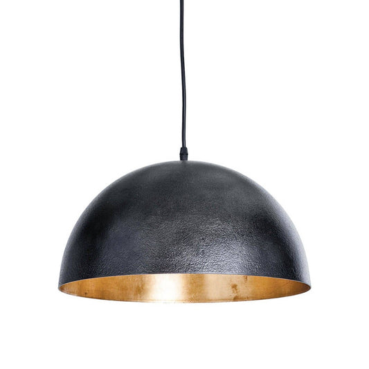 Flynn Pendant - Small Black & Gold. Front view.