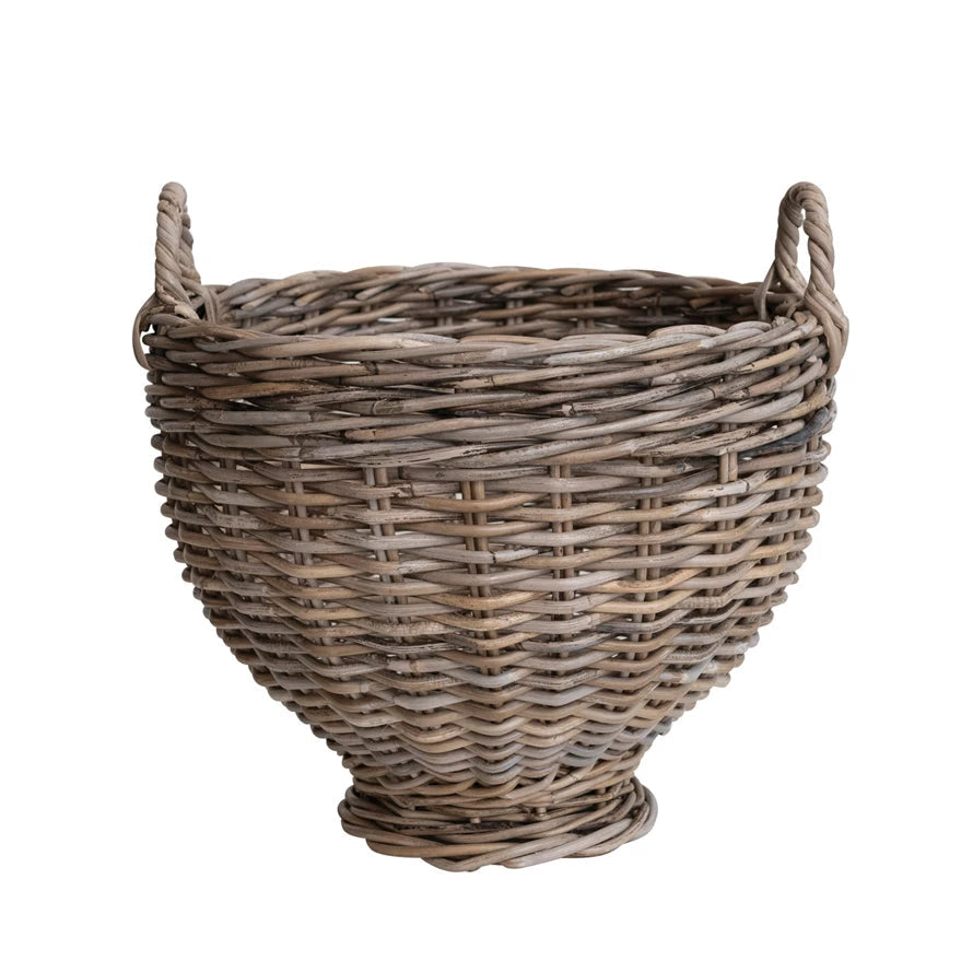 Footed Rattan Basket Urn Vases, Planters & Jars 