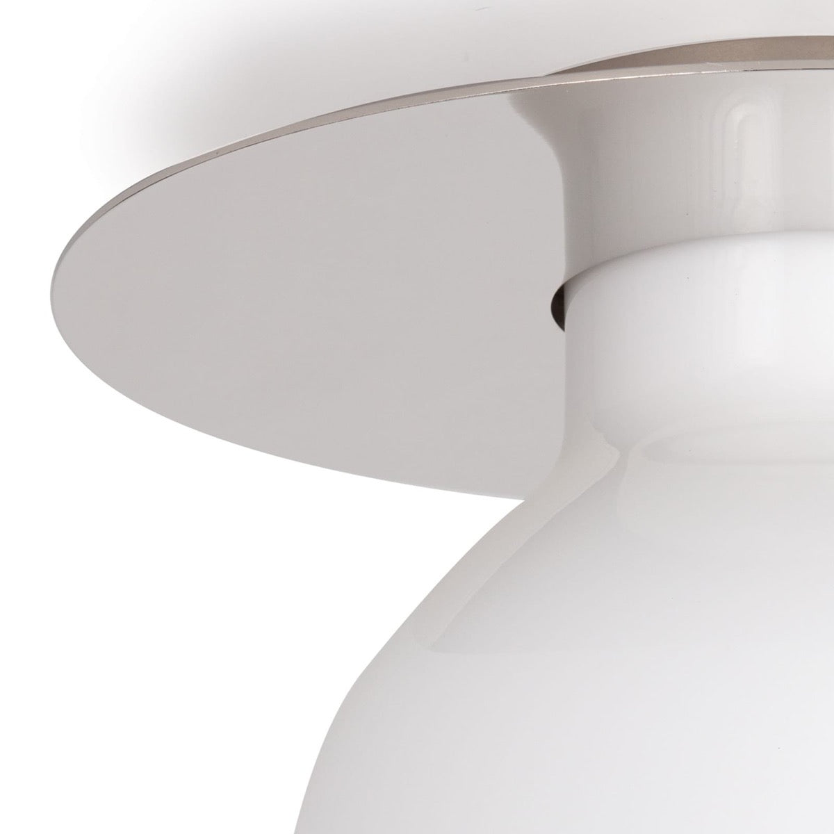 Freya Flush Mount Polished Nickel left side. Detail view.