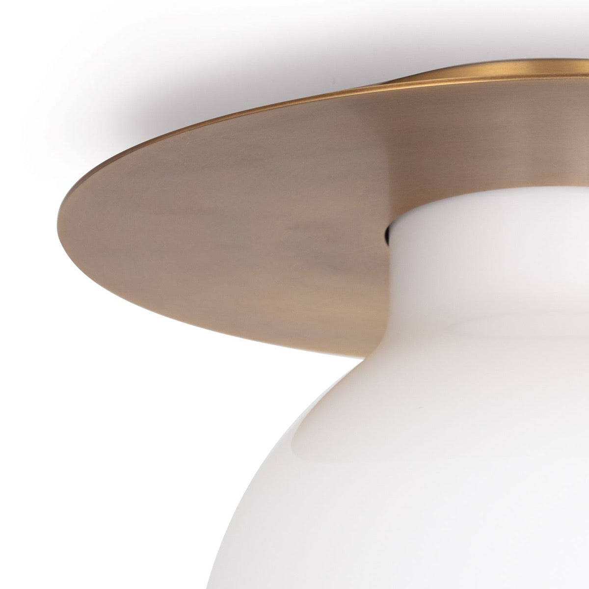 Freya Flush Mount Natural Brass left side. Detail view.