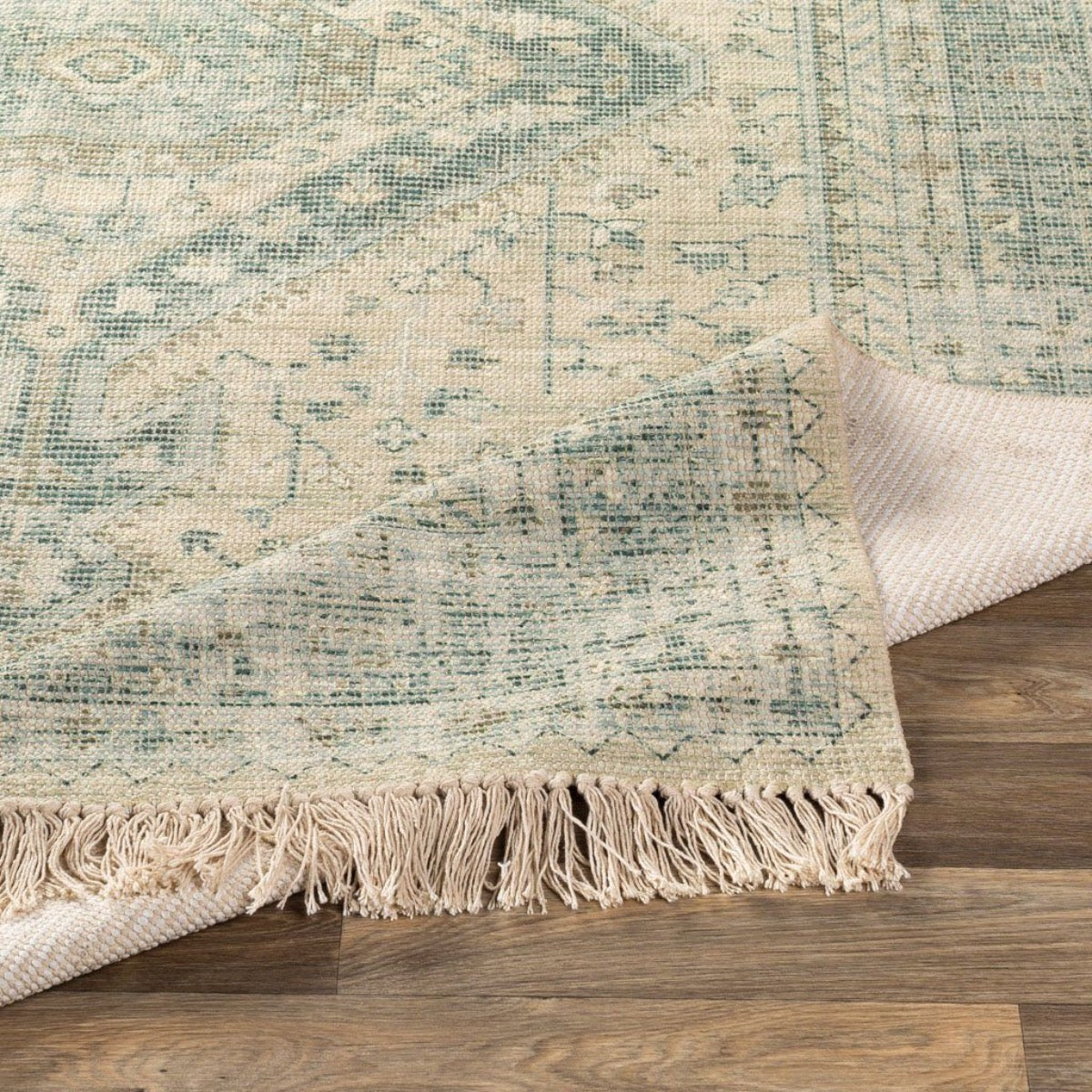 Georgia Rug corner detail. Detail view.