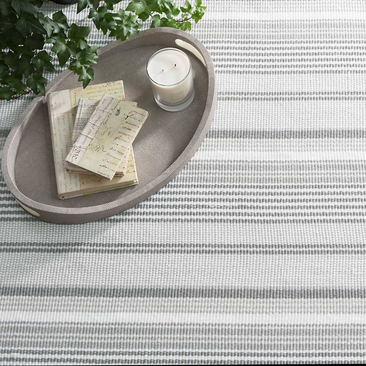 Gradation Ticking Woven Cotton Rug Rugs