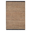 Gridwork Black Woven Jute Rug. Top view.
