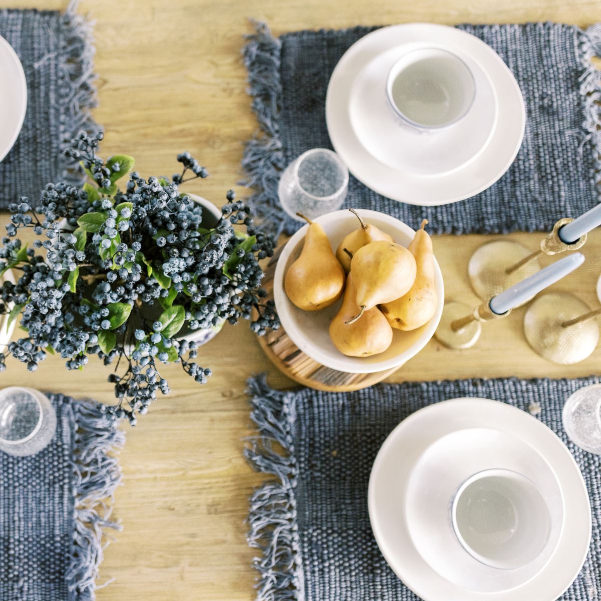 Hand-Dipped Danish Tapers - Blue/Grey Objects & Accents
