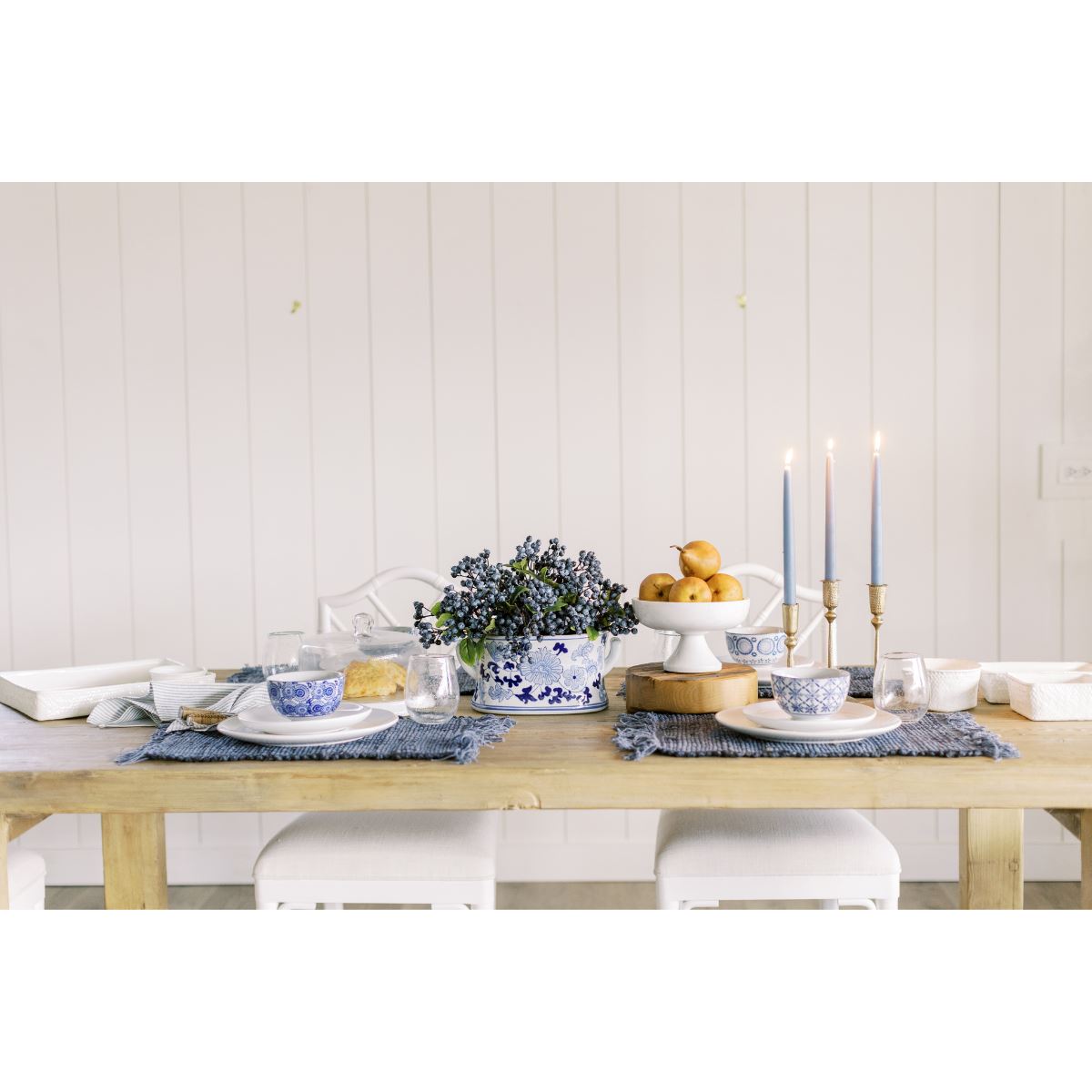 Hand-Dipped Danish Tapers - Blue/Grey Objects & Accents