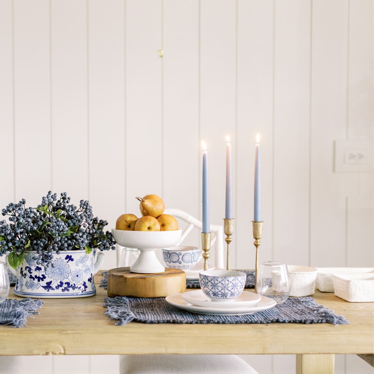 Hand-Dipped Danish Tapers - Blue/Grey Objects & Accents