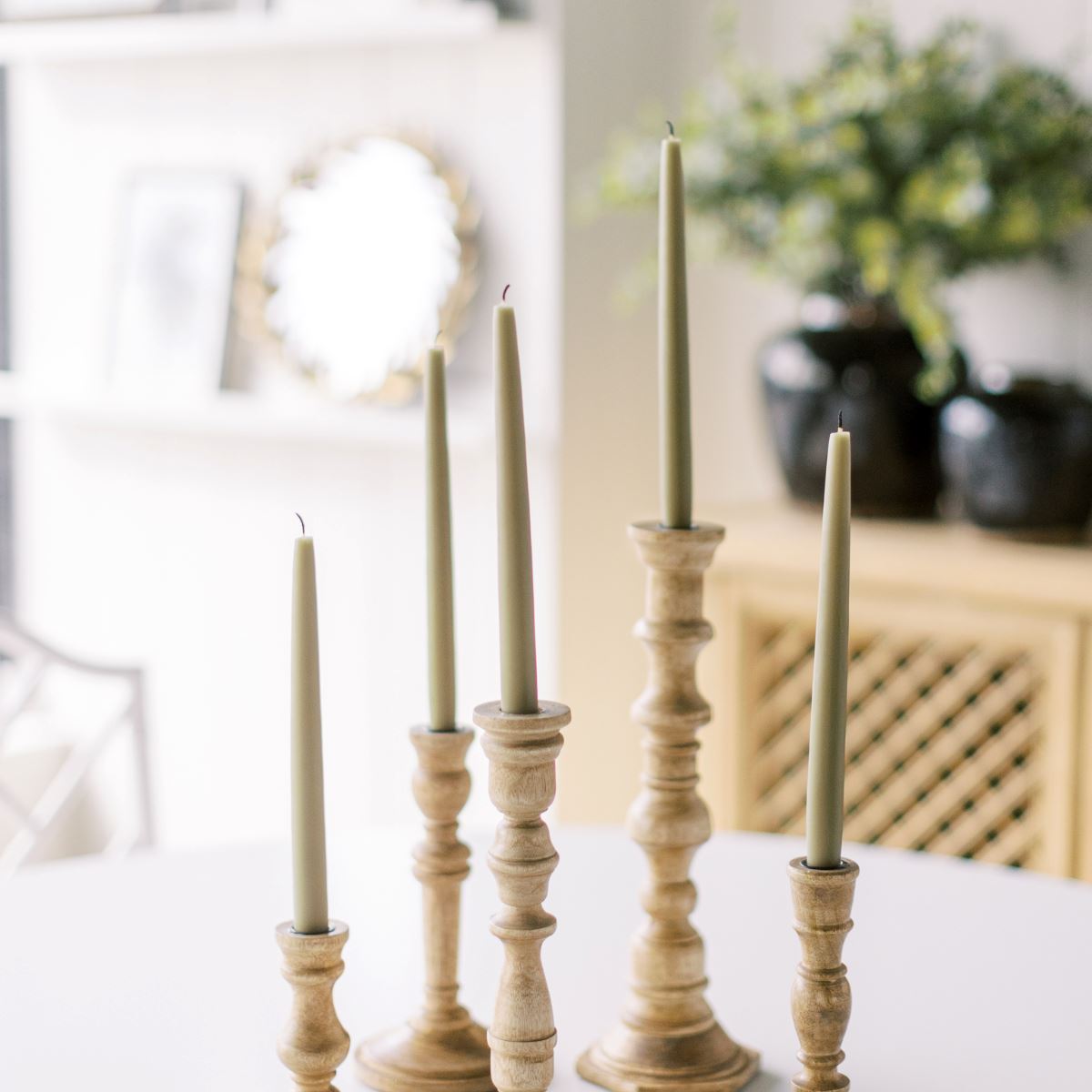 Hand-Dipped Danish Tapers - Olive Objects & Accents