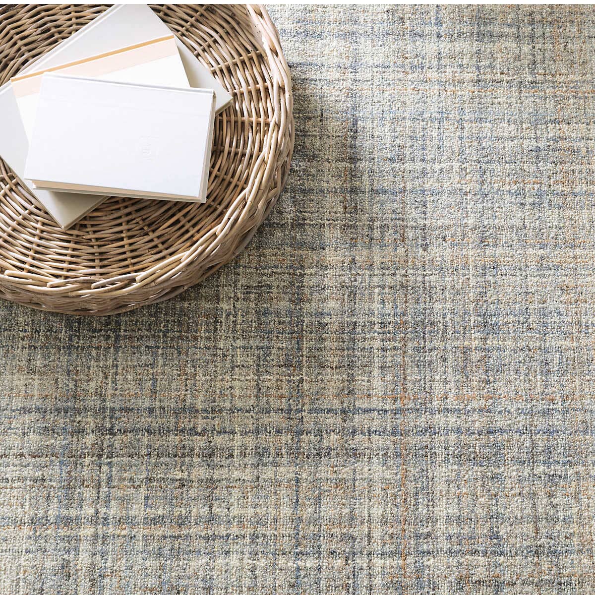 Harris Blue/Brown Micro Hooked Wool Rug Rugs
