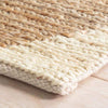 Harwich Natural Woven Jute Rug corner detail. Close-up detail view.