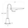 Heron Task Lamp with dimensions. Dimension view.