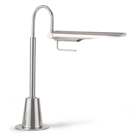 Heron Task Lamp Polished Nickel. Right side view.