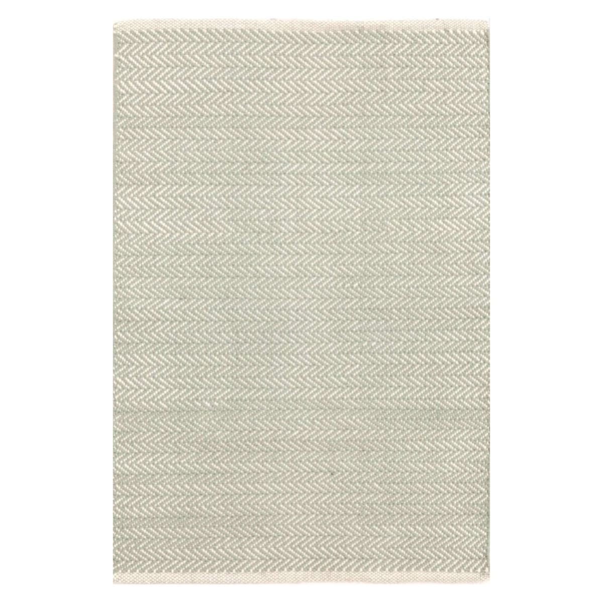 Herringbone Ocean Woven Cotton Rug. Top view.