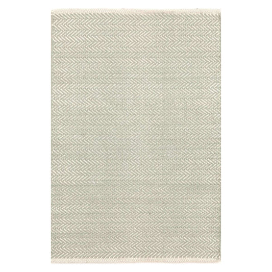 Herringbone Ocean Woven Cotton Rug. Top view.