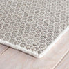 Honeycomb Ivory/Grey Woven Wool Rug corner detail. Close-up detail view.
