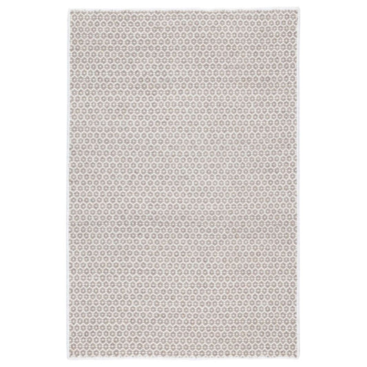 Honeycomb Ivory/Grey Woven Wool Rug. Top view.