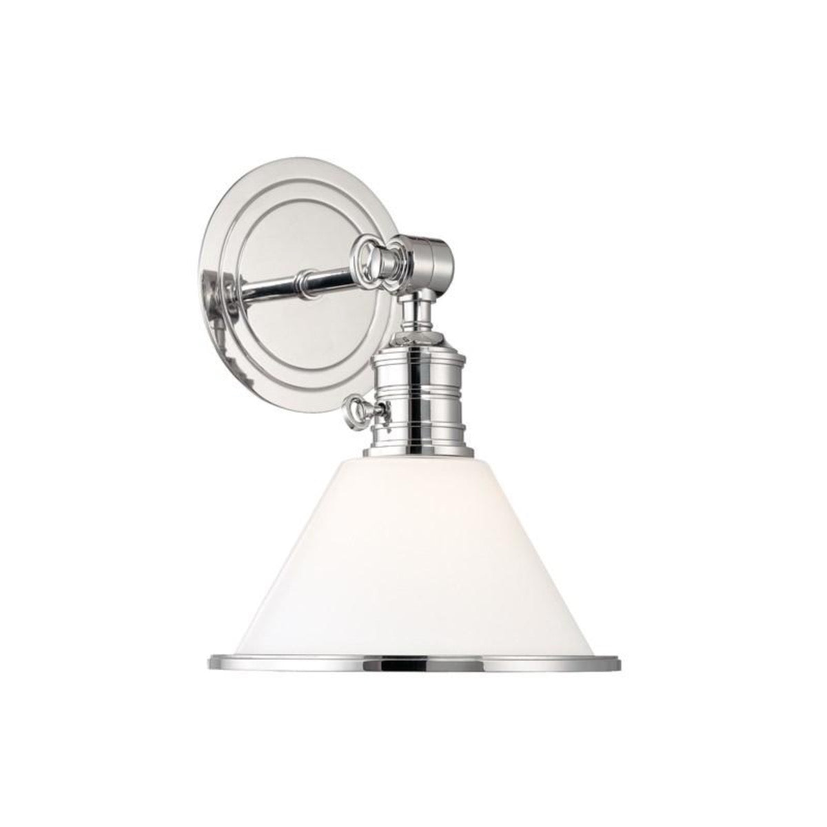Glass Isla Sconce Polished Nickel. Front view.