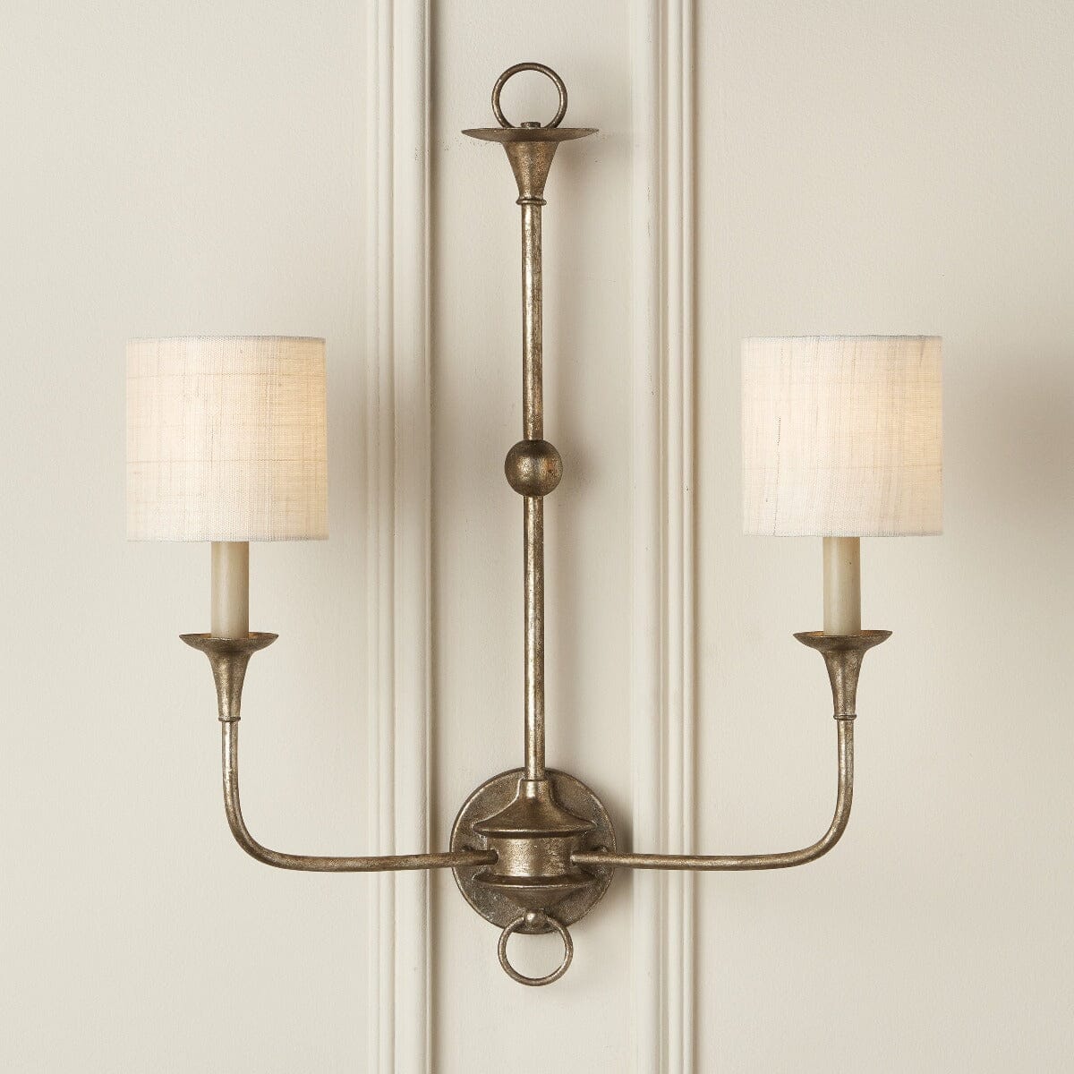 Ivory Fine Grasscloth Drum Chandelier Shade - Set of 2 Shades