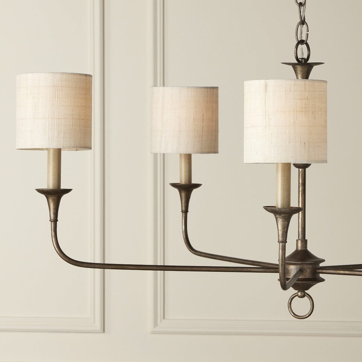 Ivory Fine Grasscloth Drum Chandelier Shade - Set of 2 Shades