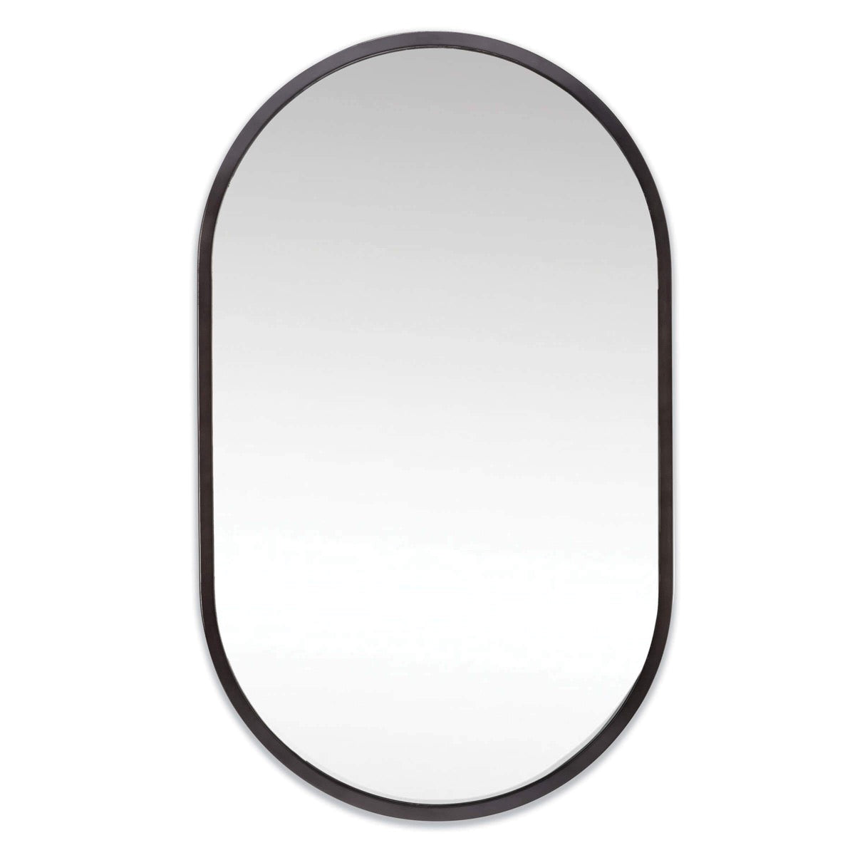 Josie Mirror Steel. Front view.