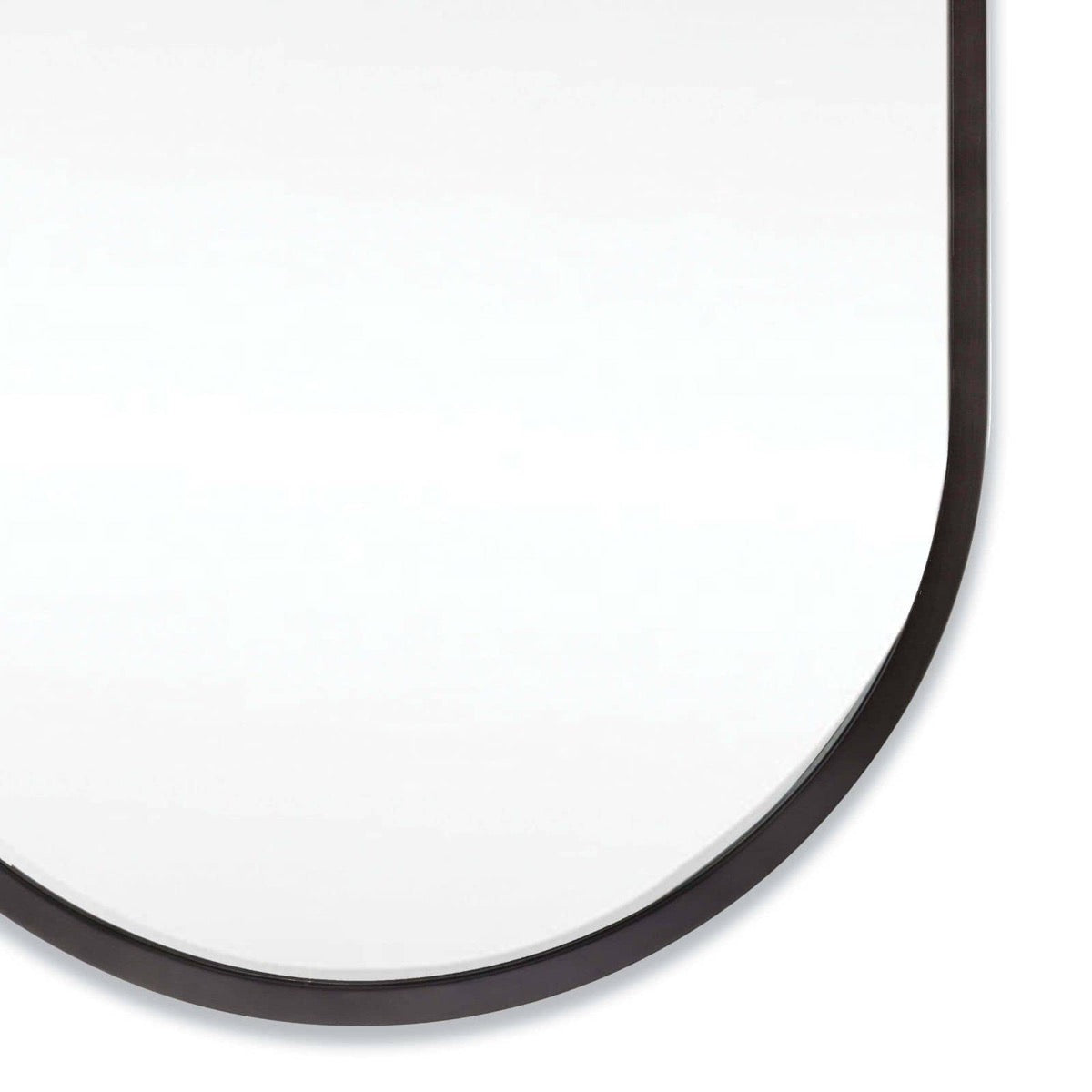 Josie Mirror bottom right corner detail Steel. Detail view.