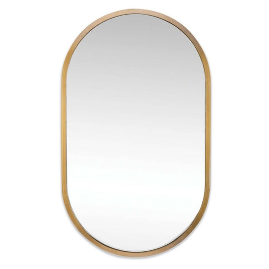 Josie Mirror Natural Brass. Front view.