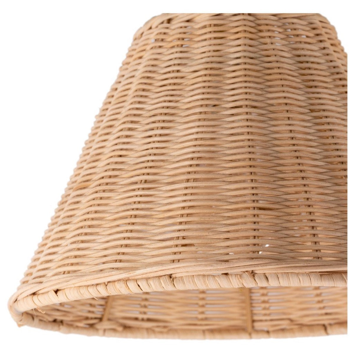 June Rattan Wall Sconce shade detail. Close-up detail view.