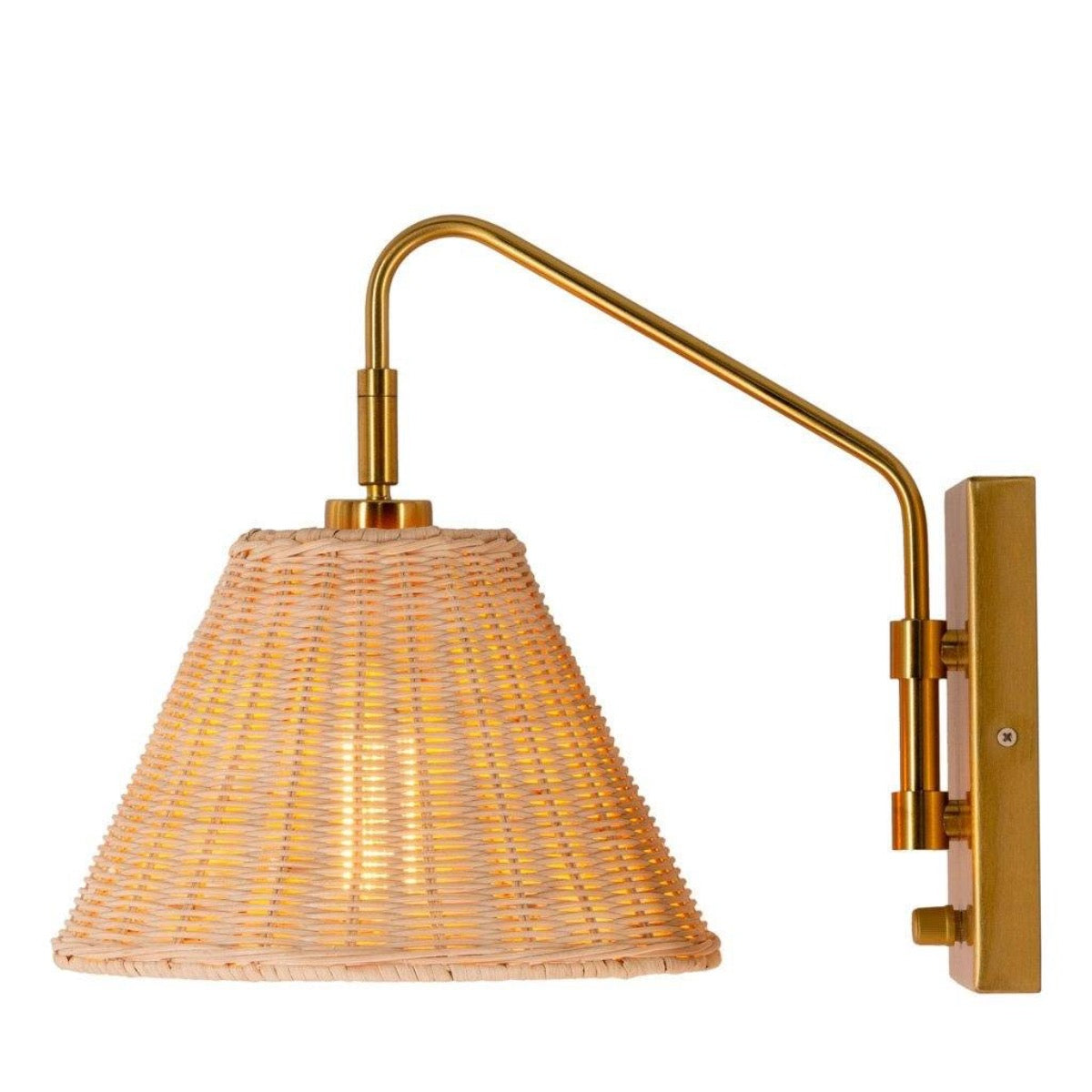 June Rattan Wall Sconce. Right side view.