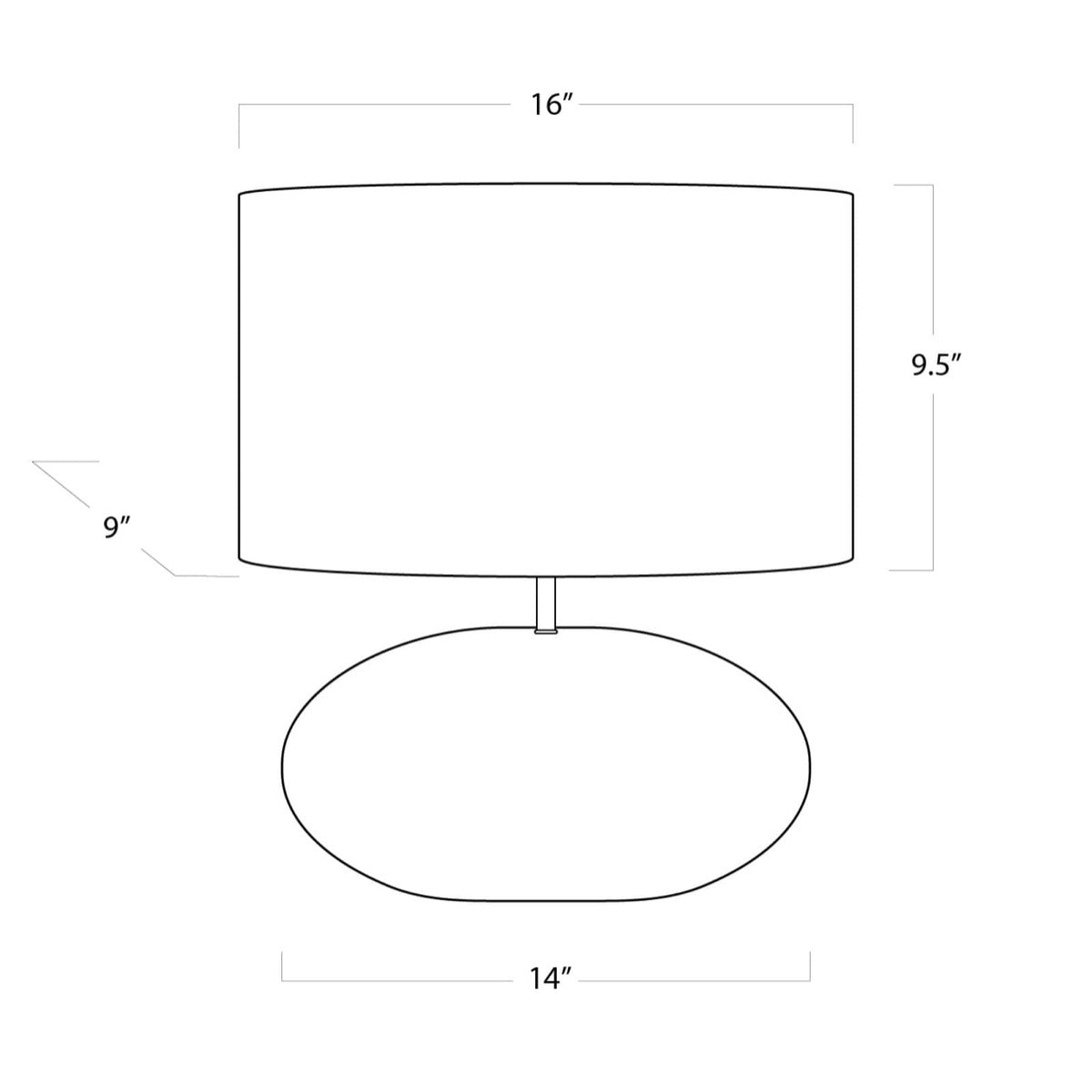 Juniper Mini Table Lamp with dimensions. Dimension view.