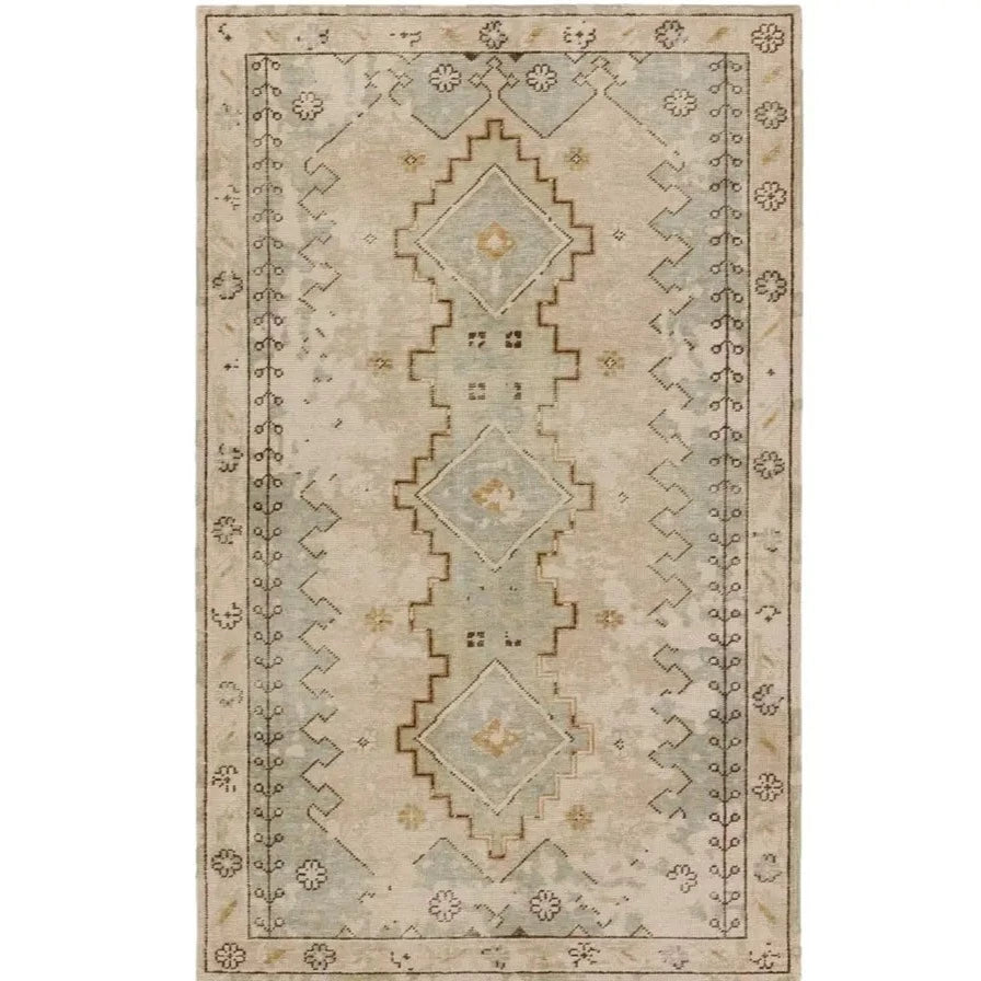 Kai Pathos Tan & Green Wool Rug