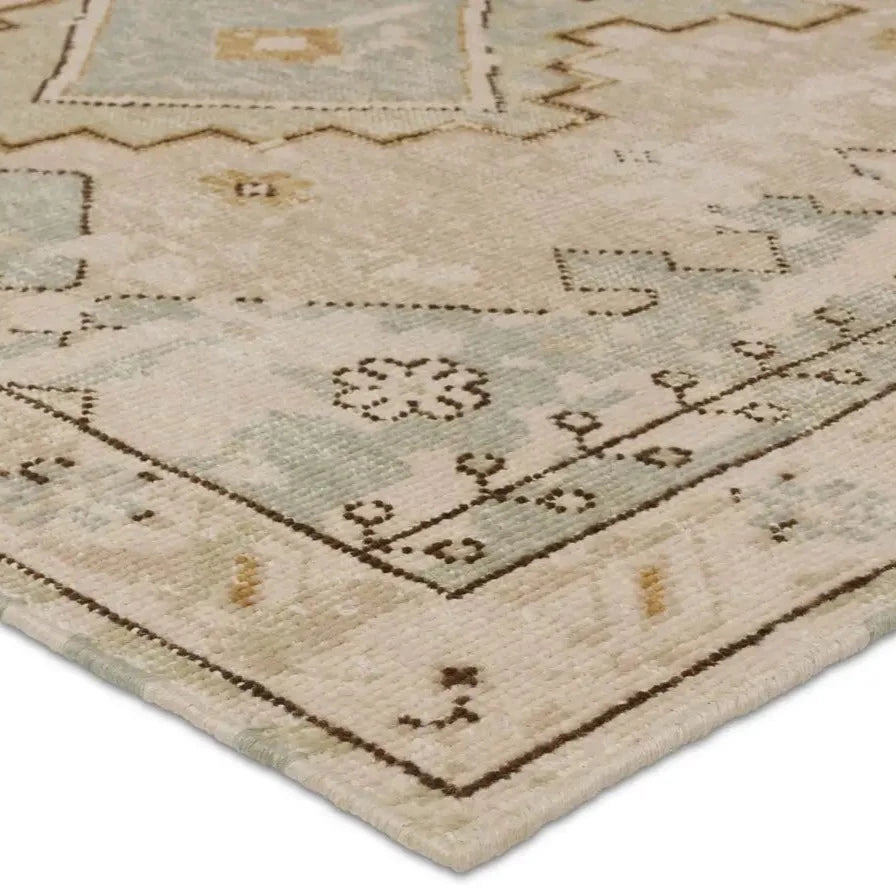 Kai Pathos Tan & Green Wool Rug