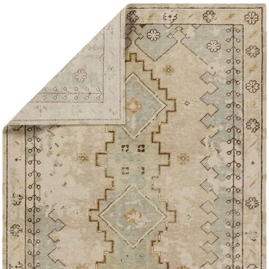 Kai Pathos Tan & Green Wool Rug
