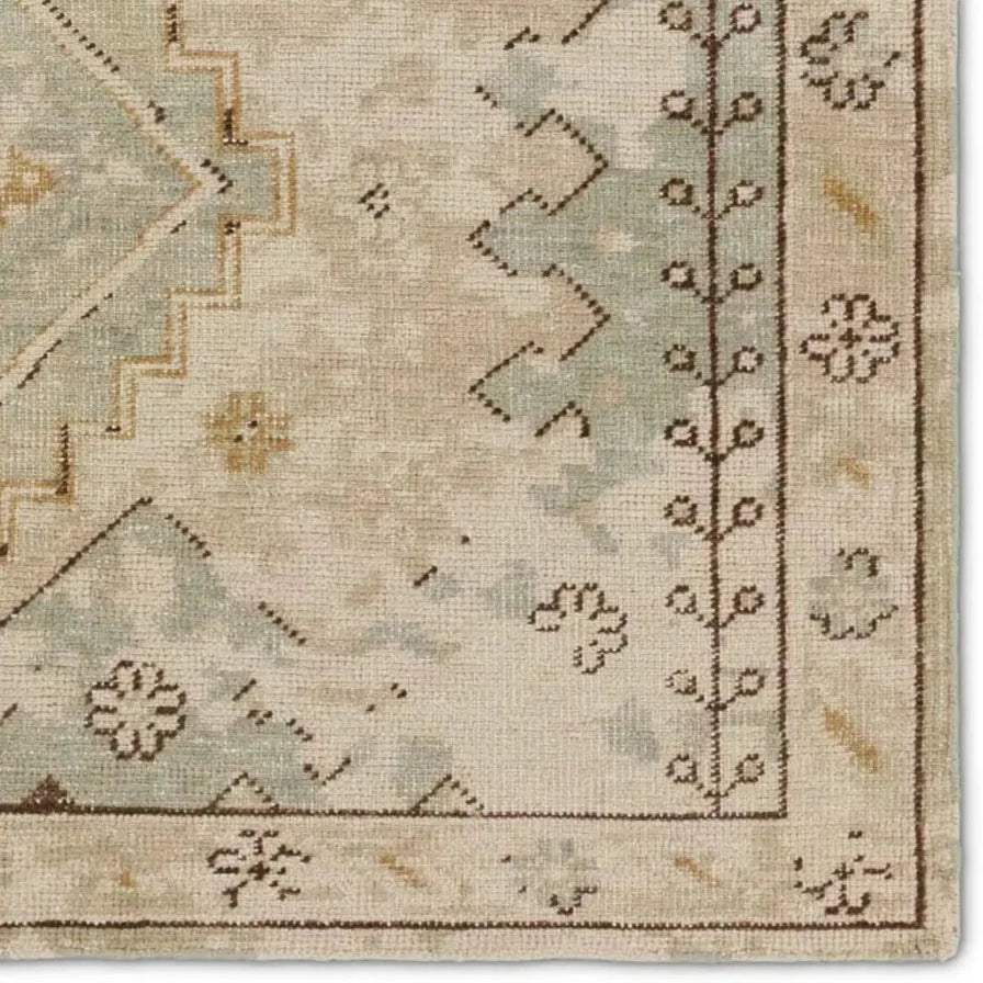 Kai Pathos Tan & Green Wool Rug