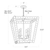 Perennial Lantern with dimensions. Dimension view.