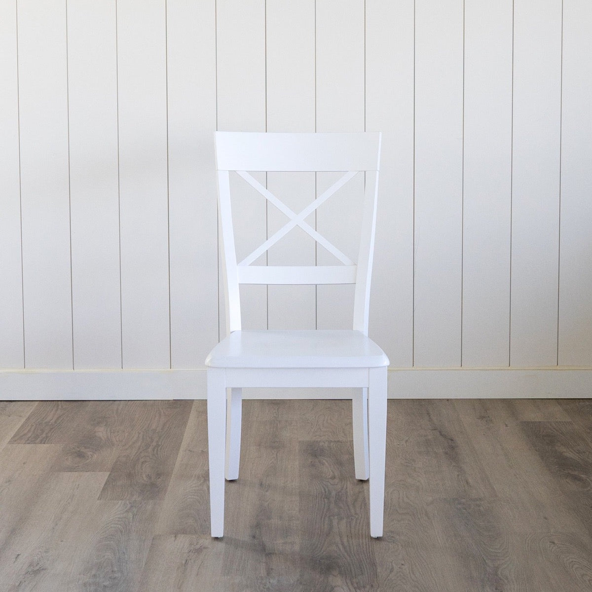 Kennedy Dining Chair in Opaque White. Front view. 